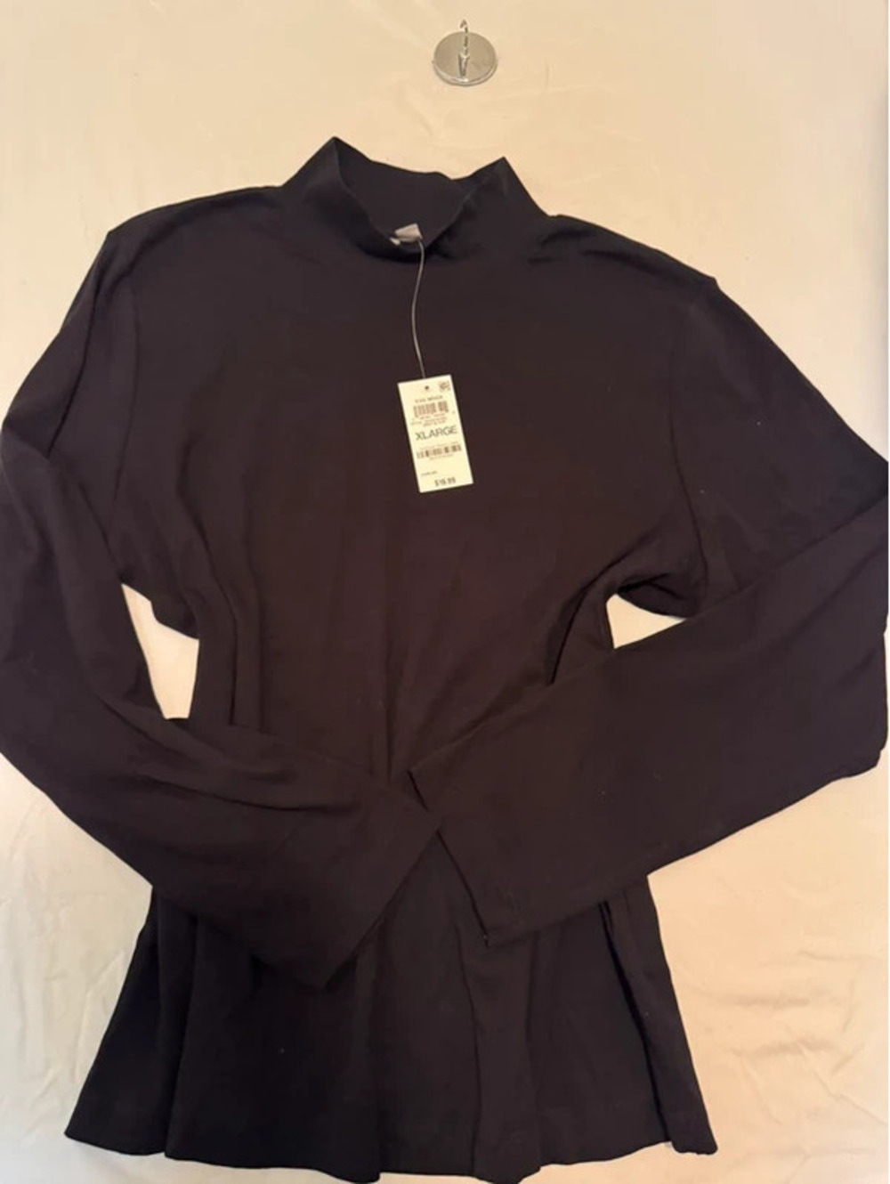 NWT Style & Co Black Cotton Mock Neck Long Sleeve Top XL soft cotton feel